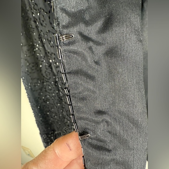 Niteline Della Roufogali Beaded Black Jacket 100% Silk Evening Wear Size XL - Picture 5 of 12